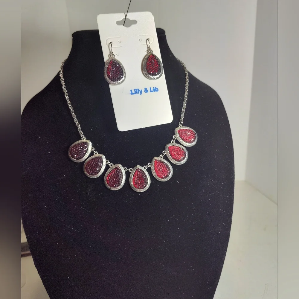 Lilly & Lib Red and Silver Jewelry Set
